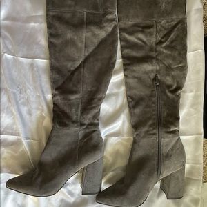 Charles By Charles David  Thigh High Boots Size 7.5 Women Brown Gray Suede